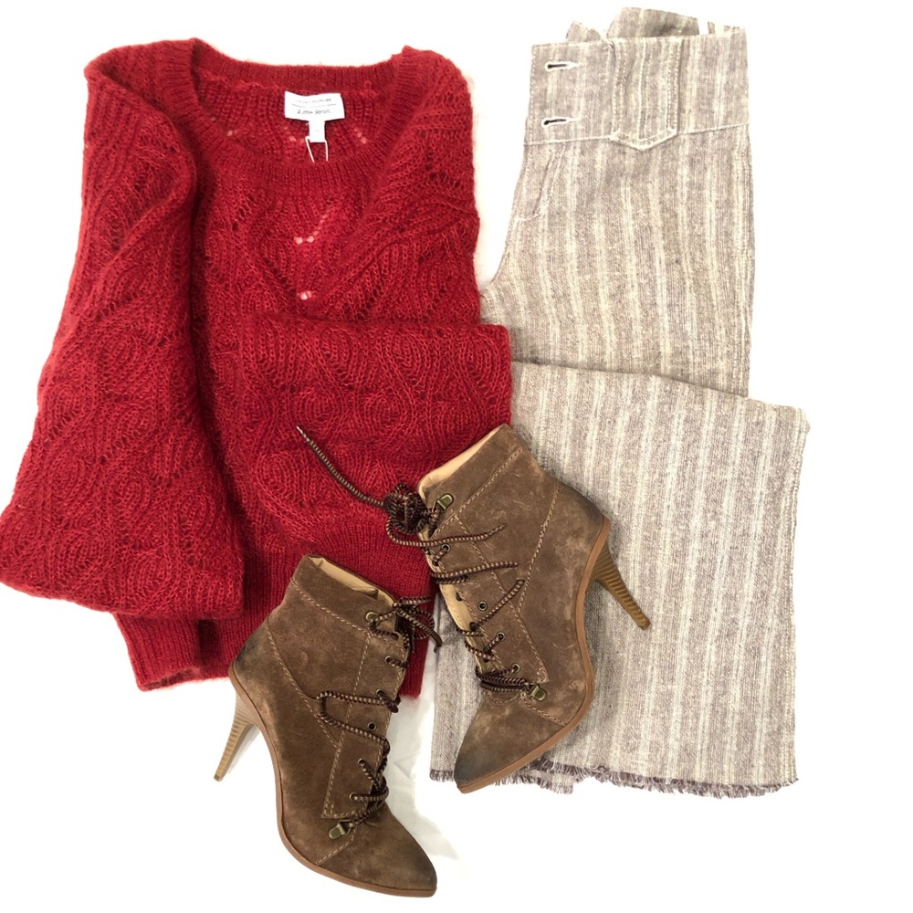 & Other Stories Deep Red Balloon Sleeve Sweater